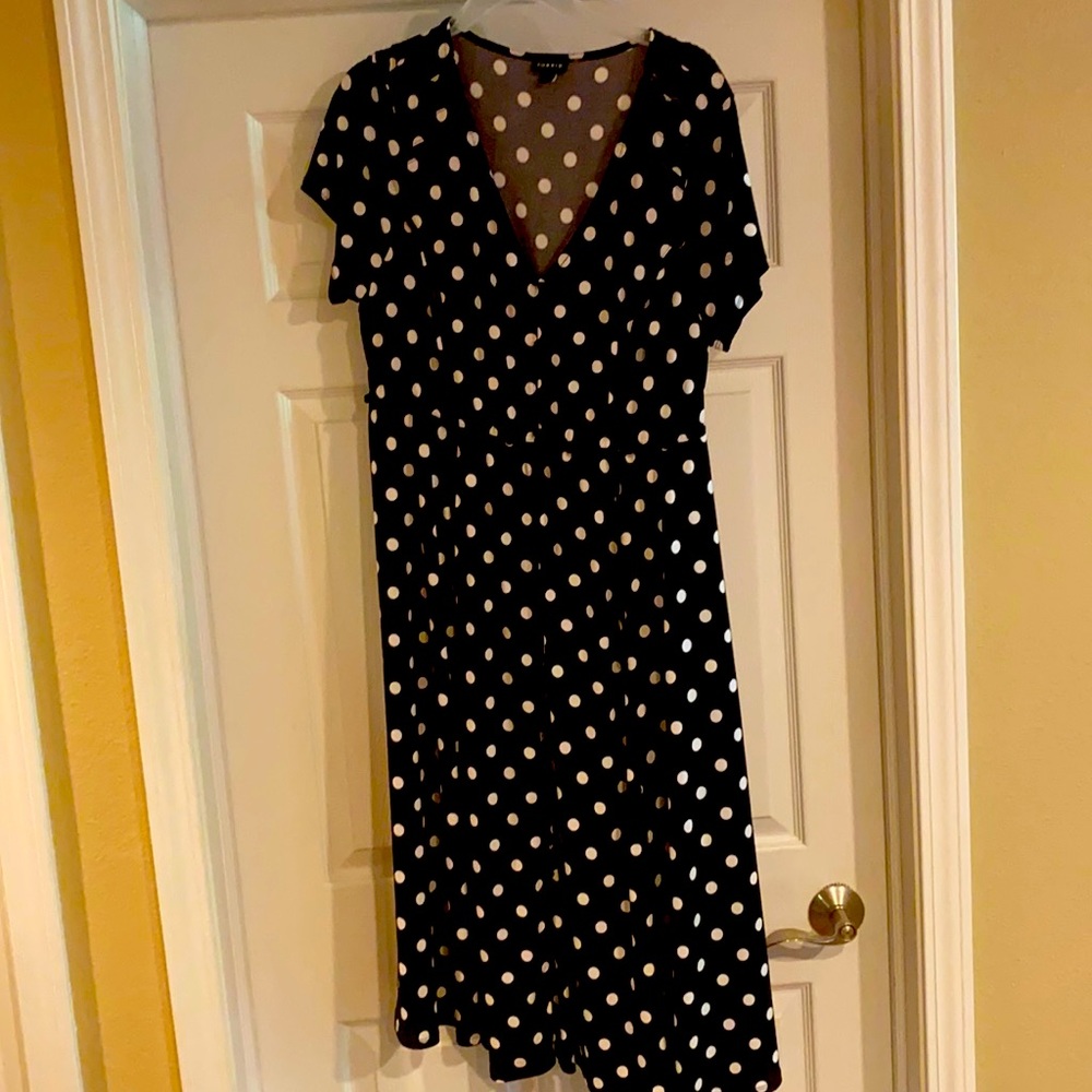 Torrid Black Polka Dot Studio Midi Skater Dress